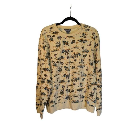 Eddie Bauer Camp Fleece Yellow Tropical Sweatshirt Long Sleeve Men’s L - Picture 1 of 6